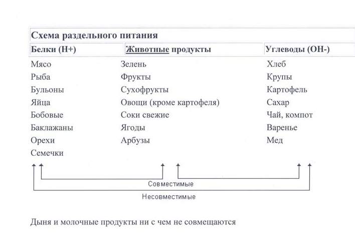 Раздельная Диета Белки И Углеводы